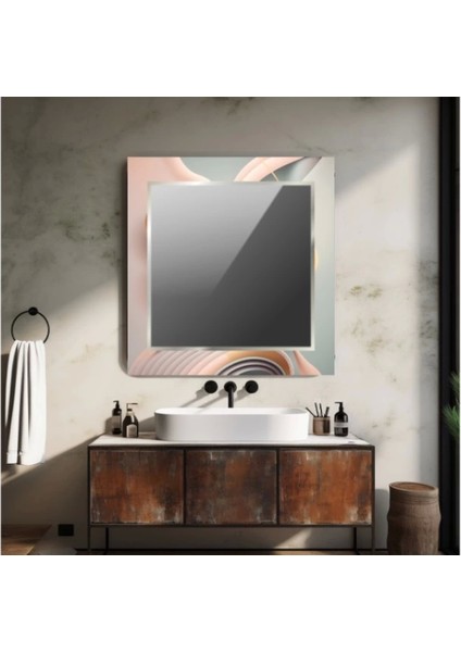 Dekorarif Desenli Kare Duvar Aynası 2