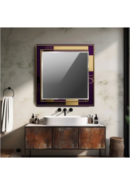 Dekorarif Desenli Kare Duvar Aynası 24