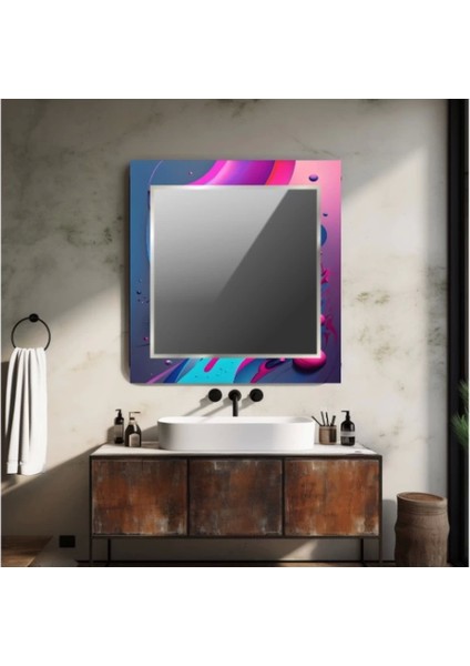 Dekorarif Desenli Kare Duvar Aynası 12