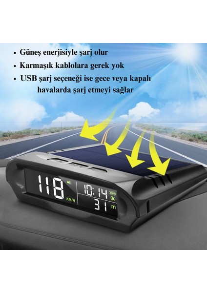 Tır Kamyon ve Arabalar Için Uyumlu Gps Hız Göstergesi Güneş Enerjili Hız Ölçer