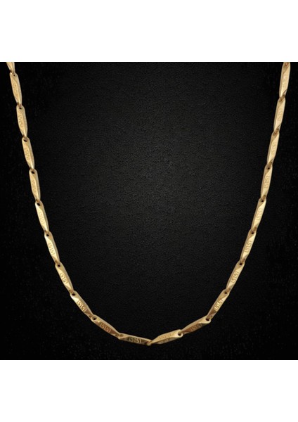 Çelik Kolye Titanyum Melon Motifli Model 2 mm 55 cm Altın Sarısı Gold