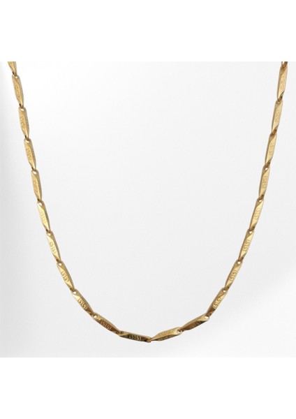 Çelik Kolye Titanyum Melon Motifli Model 2 mm 55 cm Altın Sarısı Gold