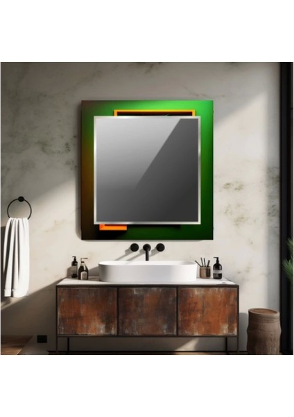 Dekorarif Desenli Kare Duvar Aynası 59