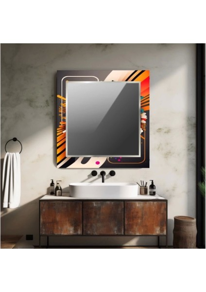 Dekorarif Desenli Kare Duvar Aynası 34