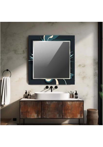 Dekorarif Desenli Kare Duvar Aynası 45