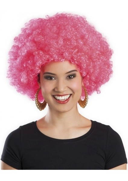 Pembe Renk Kıvırcık Afro Bonus Peruk (4172)