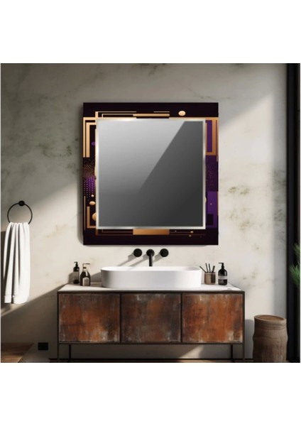 Dekorarif Desenli Kare Duvar Aynası 51