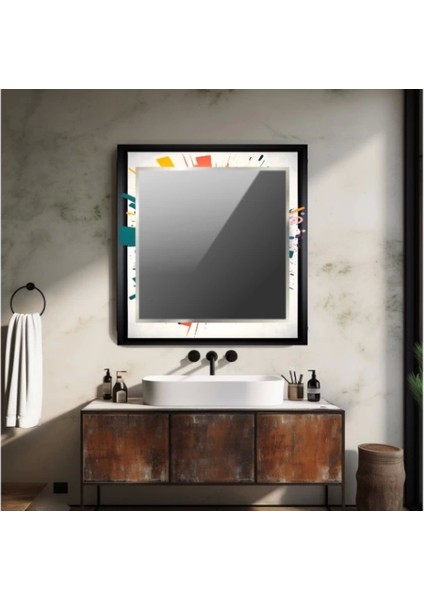 Dekorarif Desenli Kare Duvar Aynası 55