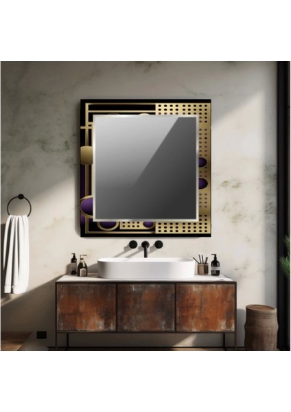 Dekorarif Desenli Kare Duvar Aynası 65