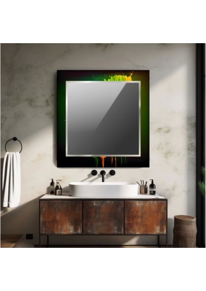 Dekorarif Desenli Kare Duvar Aynası 77