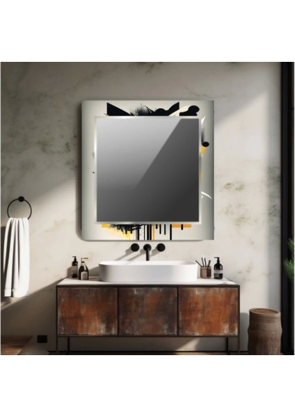 Dekorarif Desenli Kare Duvar Aynası 68