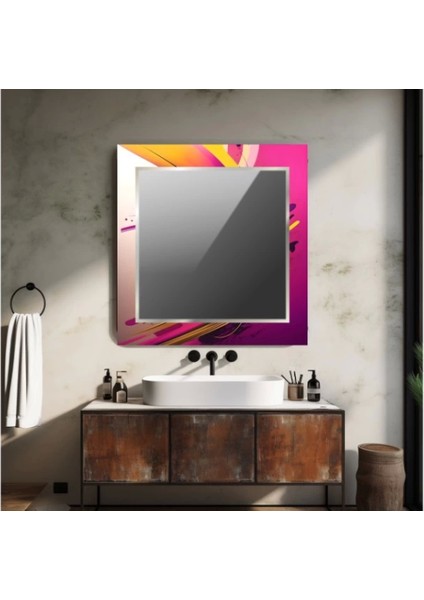 Dekorarif Desenli Kare Duvar Aynası 75