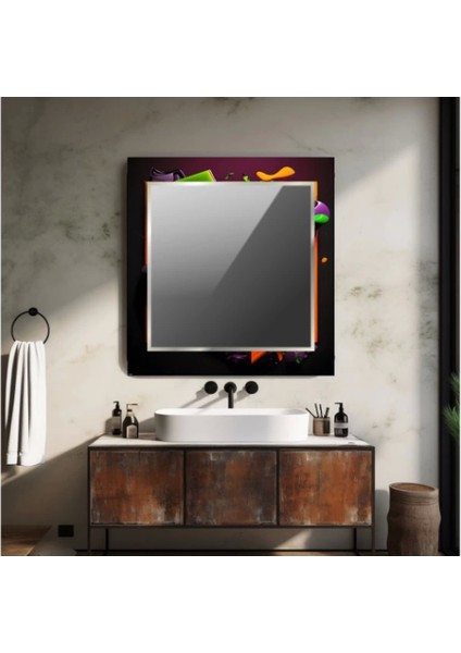 Dekorarif Desenli Kare Duvar Aynası 72