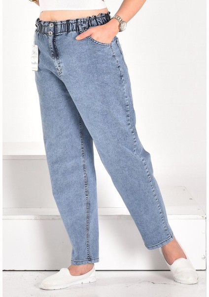 Kadın Yüksek Bel Beli Lastikli Genç Kot Pantolon - (Siyah / Gri / Mavi) modelleri