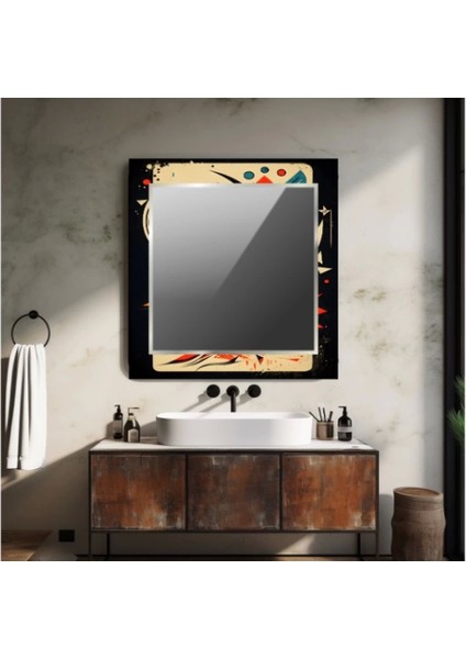 Dekorarif Desenli Kare Duvar Aynası 82