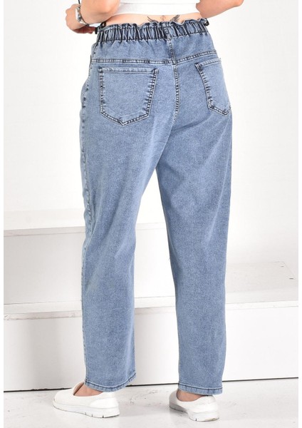 Kadın Yüksek Bel Beli Lastikli Genç Kot Pantolon - (Siyah / Gri / Mavi)