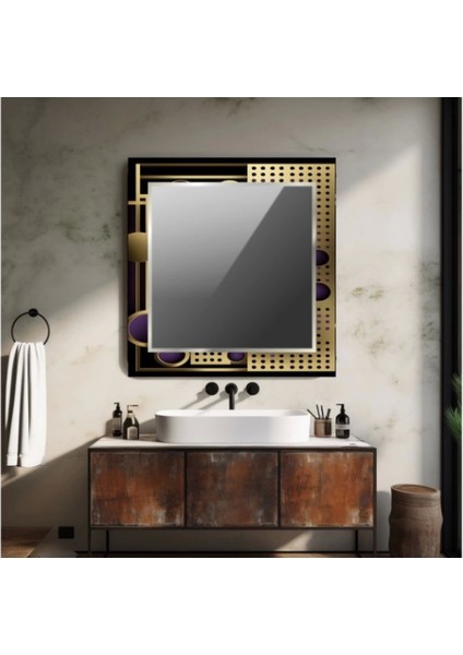 Dekorarif Desenli Kare Duvar Aynası 80