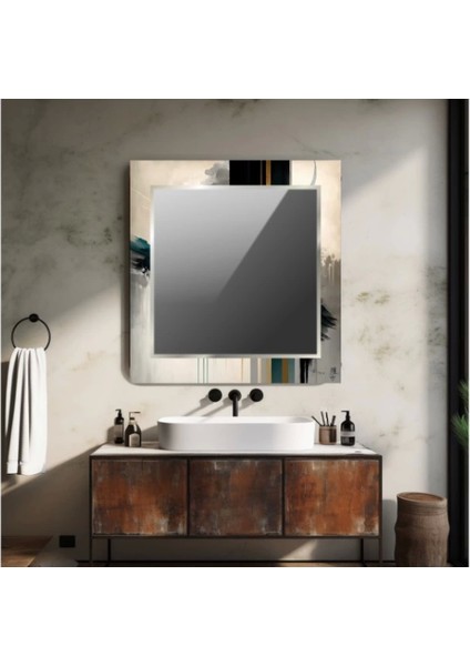 Dekorarif Desenli Kare Duvar Aynası 85