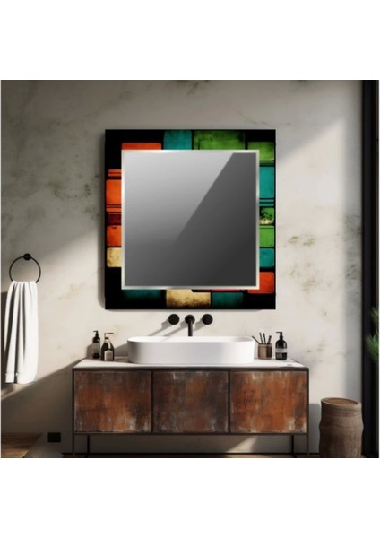 Dekorarif Desenli Kare Duvar Aynası 117