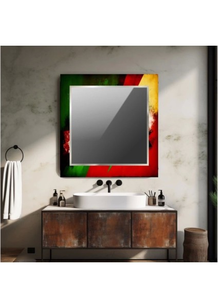 Dekorarif Desenli Kare Duvar Aynası 104