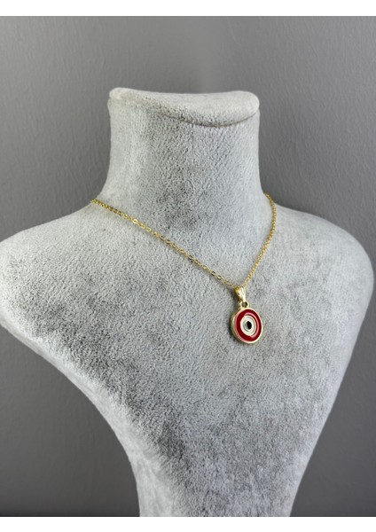 Gold Kaplama Kırmızı Nazar Boncuğu Kolye indirimleri