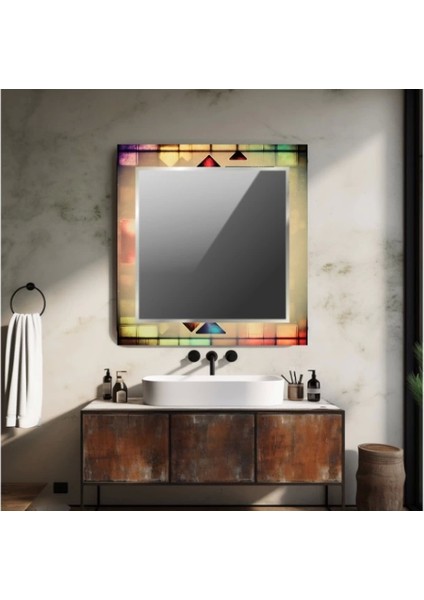 Dekorarif Desenli Kare Duvar Aynası 124