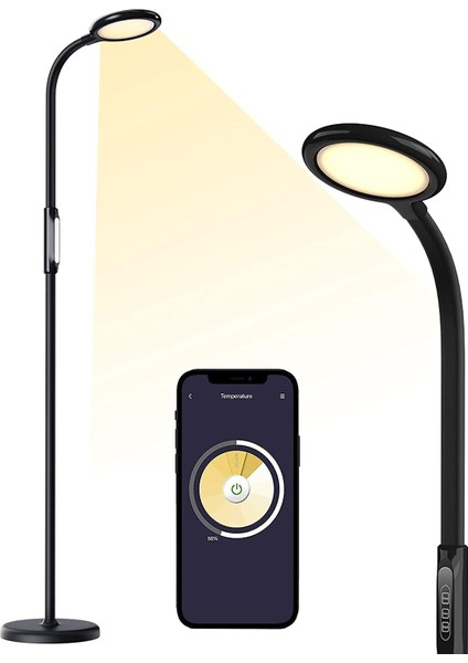 Akıllı LED Ayaklı Lamba, Kısılabilir Akıllı Ampul, Ses Kontrollü, Uzaktan Kumanda, 3'ü 1 Arada Ayaklı Lamba, Masa Lambası, Kelepçeli Lamba, Homekit Alexa Google Smartthings Uyumlu, Siyah