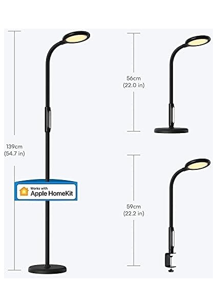 Akıllı LED Ayaklı Lamba, Kısılabilir Akıllı Ampul, Ses Kontrollü, Uzaktan Kumanda, 3'ü 1 Arada Ayaklı Lamba, Masa Lambası, Kelepçeli Lamba, Homekit Alexa Google Smartthings Uyumlu, Siyah