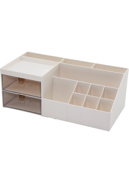 2 Çekmeceli + 12 Bölmeli Plastik Makyaj - Takı Organizer 12X24CM-- Y: 4-6-7-8-9cm