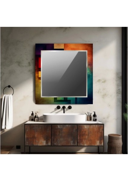 Dekorarif Desenli Kare Duvar Aynası 135