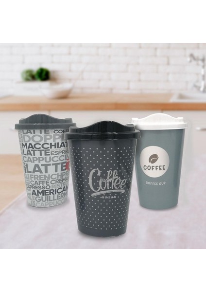 3 Adet Kahve Bardağı Seti Atif Plastik Kahve Muhafaza Bardağı