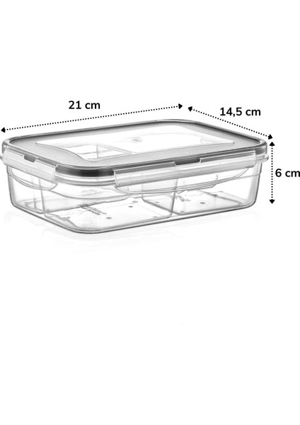 4 Bölmeli Sızdırmaz Contalı Kilitli Kapaklı 1 Litre Erzak Saklama Kabı -LC520 modelleri
