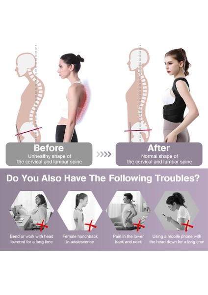 Sırt Duruş Düzeltici Korse Sırt Ağrı Kemeri Ayarlanabilir Dik Durma Kemeri Ofis Ev Spor Günlük Korse