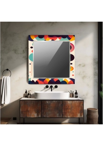 Dekorarif Desenli Kare Duvar Aynası 129