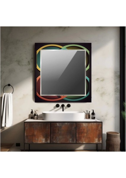Dekorarif Desenli Kare Duvar Aynası 134