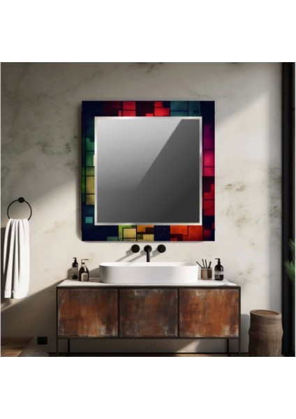 Dekorarif Desenli Kare Duvar Aynası 161