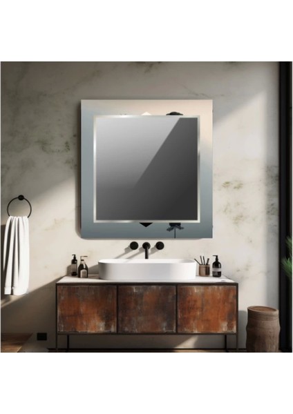 Dekorarif Desenli Kare Duvar Aynası 180