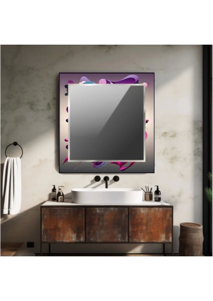 Dekorarif Desenli Kare Duvar Aynası 200