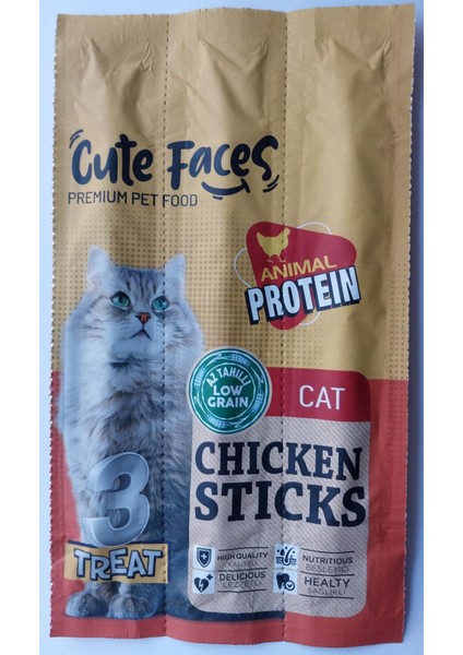 Tavuklu 21 Adet 3lü Kedi Sticks Ödül Çubukları Chicken-Cat-Sticks