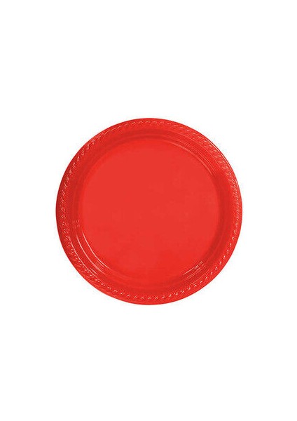 Kırmızı Plastik Tabak 25 Adet 22 cm