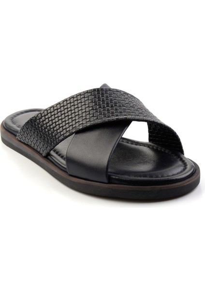 Lacivert Leather Erkek Terlik E04433500043