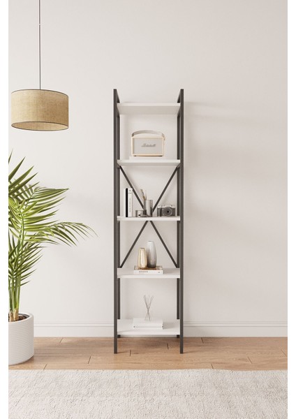 Nilamu Beyaz 45 cm Kitaplık, Metal Aksamlı, Organizer, Ofis, 45*170*34 cm modelleri