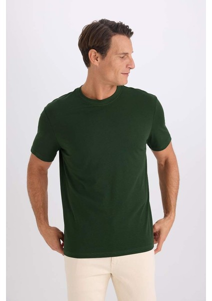 %100 Pamuk New Regular Fit Bisiklet Yaka Basic Düz Kısa Kollu Tişört V7699AZ25SP