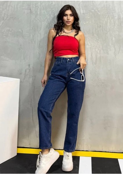 Mom Kot Pantolon Koyu Mavi