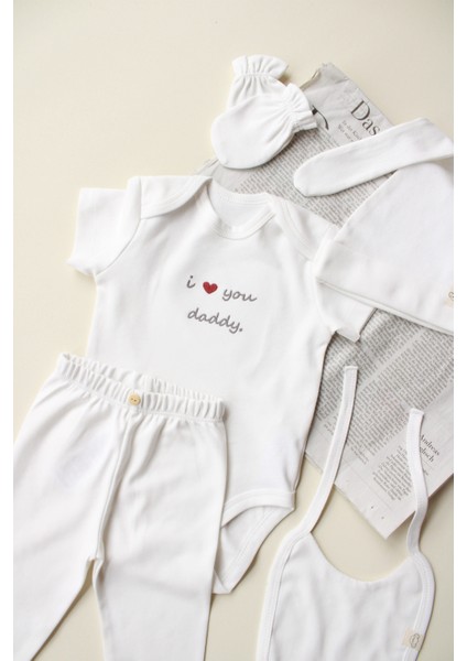 Dad Nakışlı 5li Yenidoğan Set