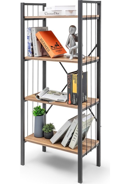 Nemsa Metal -Metal Telli Kitaplık, Metal Raf,dosya Kitap Rafı, 4 Raflı, 150 cm *60