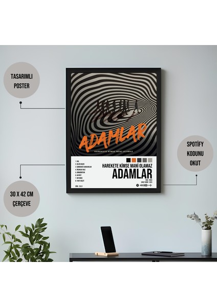 Adamlar - Harekete Kimse Mani Olamaz Albüm Spotify Çerçeveli Poster Tablo