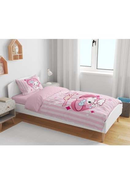 My Melody Kuromi 3D Dijital Baskılı Tek Kişilik Kız Çocuk (Çarşafsız) Nevresim Takımı modelleri