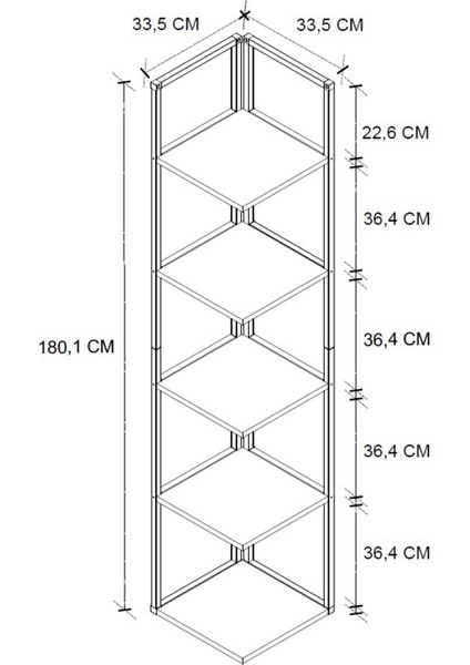 5 Raflı Metal Köşe Kitaplık Rafı Dekoratif Aksesuar Rafı Selanik 180 cm Beyaz indirimleri