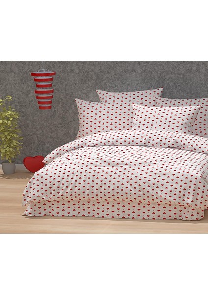 Sunrise Küçük Kalp Desenli Çift Kişilik Pamuklu Nevresim Takımı